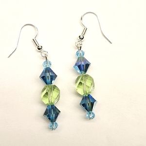 Blue and Green Crystal Beaded Earrings